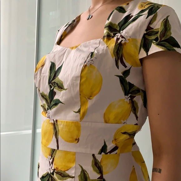📌 NWT Grace Karin Retro Lemon Print Pencil Dress - Picture 3 of 8